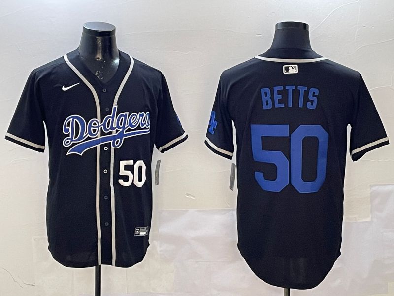 Men Los Angeles Dodgers #50 Betts Black Fashion Game 2025 Nike MLB Jersey style 4